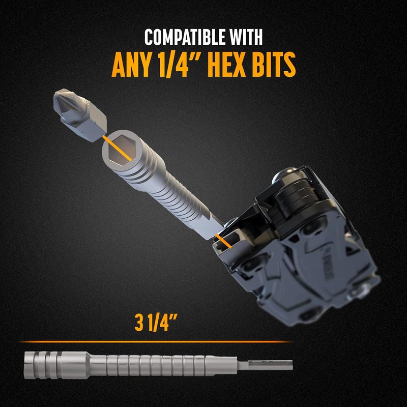 GALVANOX Flat-End Ratchet and Bit Extender Set for Multi-Tools, Designed for Use with Leatherman Models, Ratcheting Bit Driver (Silver) - Image 3